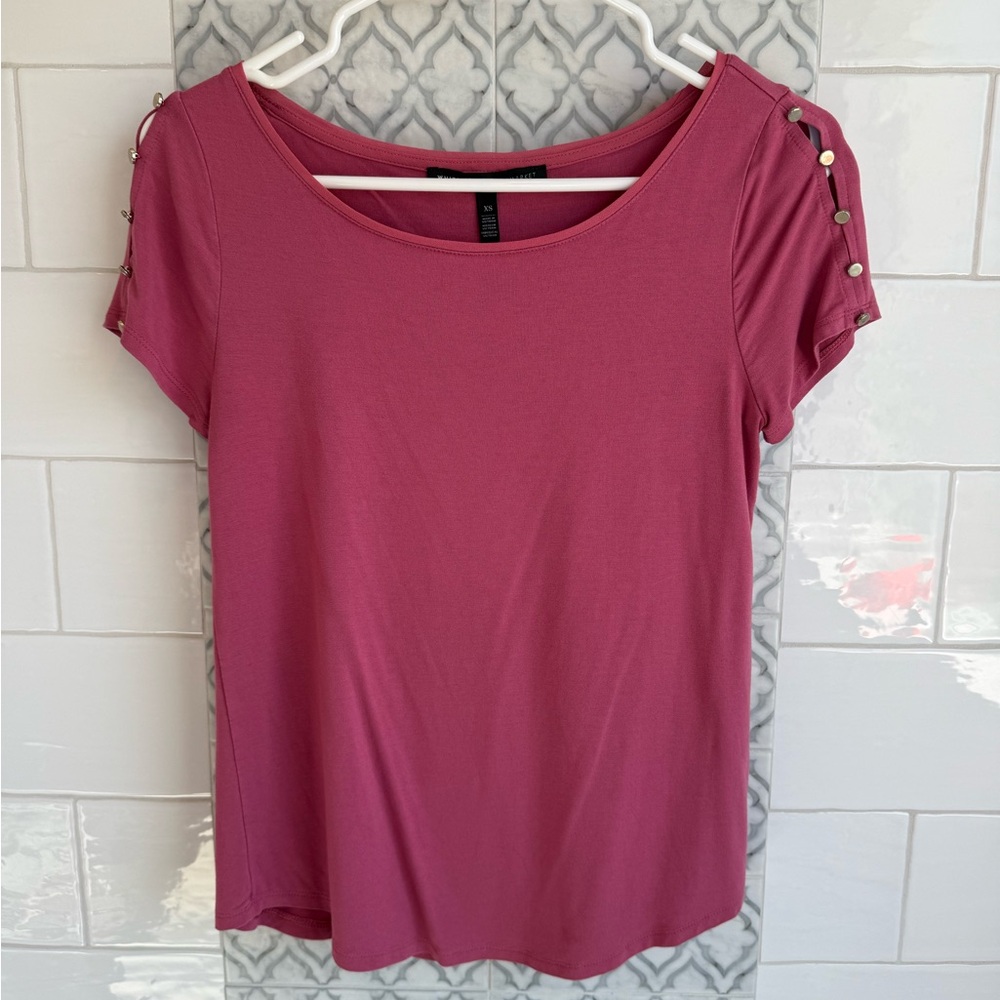 White House Black Market Mauve Top with Button Accents